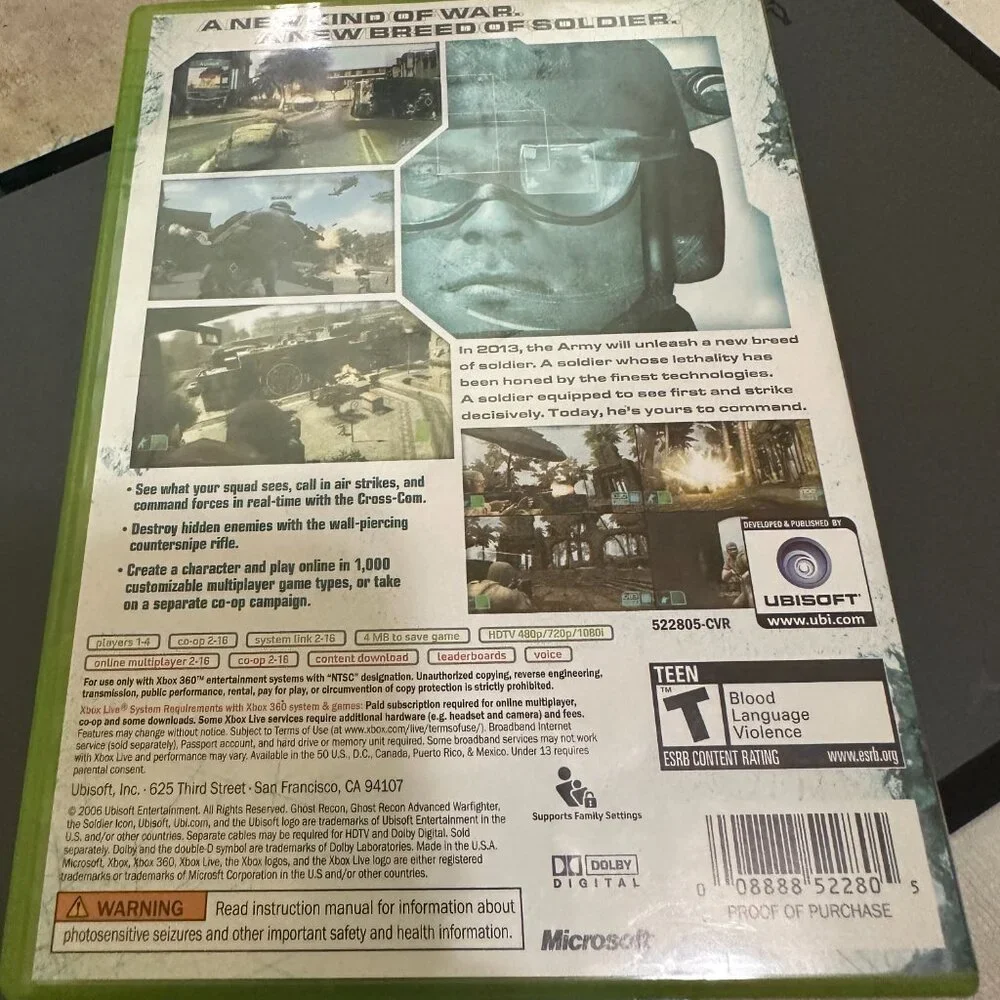 Tom Clancy's Ghost Recon: Advanced Warfighter (Microsoft Xbox 360, 2006) CIB
